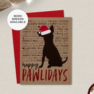 Biglietto di Natale Chihuahua, biglietto di auguri per le feste dei cani, cappello di Babbo Natale, Pawlidays, biglietto singolo, set da 4 o 8