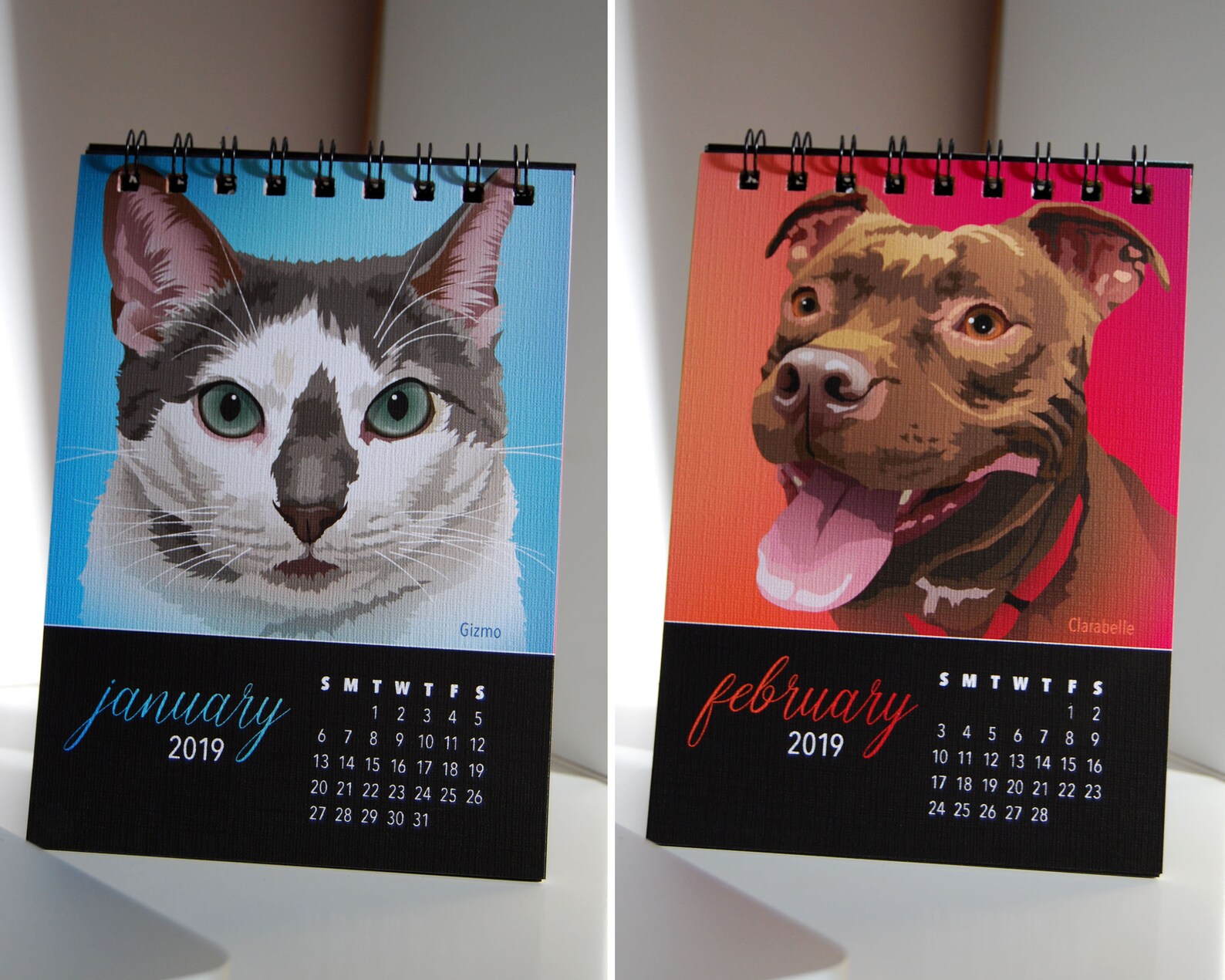 Dog And Cat Desk Calendar 5x7 2023 Flexible Dates Animal Etsy