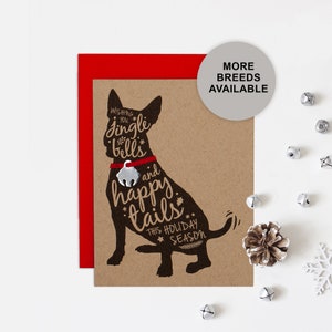 Biglietto di Natale Bull Terrier, biglietto di auguri per le feste del cane, Jingle Bell, biglietto singolo, set da 4 o 8