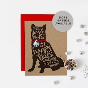 Biglietto di Natale Shiba Inu, biglietto di auguri per le feste del cane, Jingle Bell, biglietto singolo, set da 4 o 8