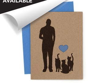Cat Father’s Day Card, Cat Birthday Card, Cat Dad Card, Pet Lover Card, Three Cats