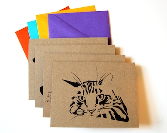 Kat kaart Set, blanco kaarten, Chill katten, Tabby katten