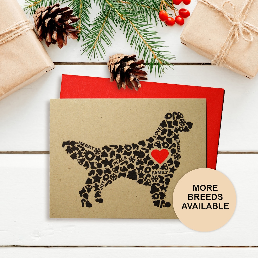 Golden Retriever Christmas Card, Dog Holiday Card, Holiday Icons Card ...