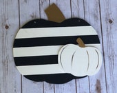 Black and White Pumpkin Door Hanger