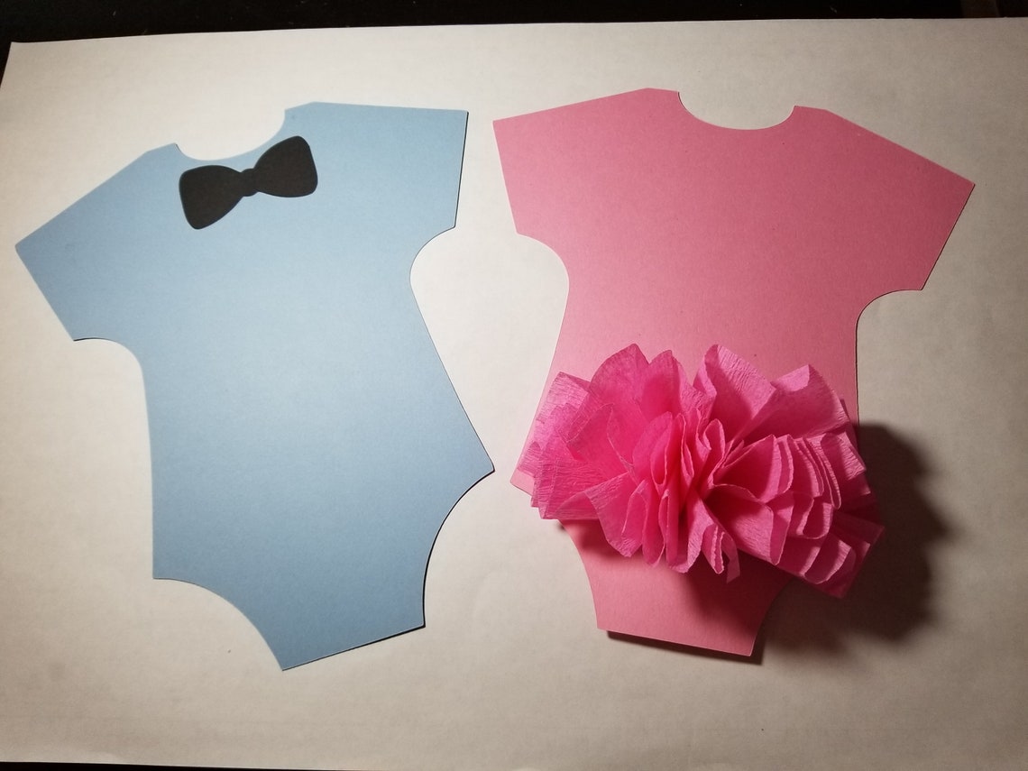 Gender Reveal Wall Decor Pink and Blue Onesies Large 2 Pieces Etsy