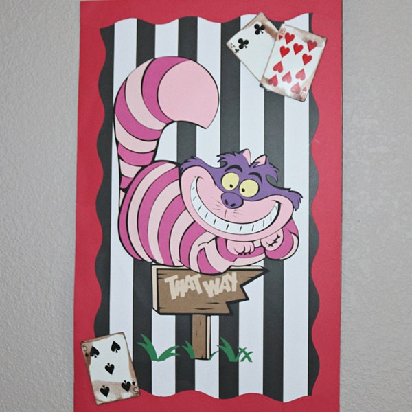Alice in Wonderland Tea Party Wall Decor Cheshire Cat Mad Hatter Tea Party Decor Groot stuk 18x12