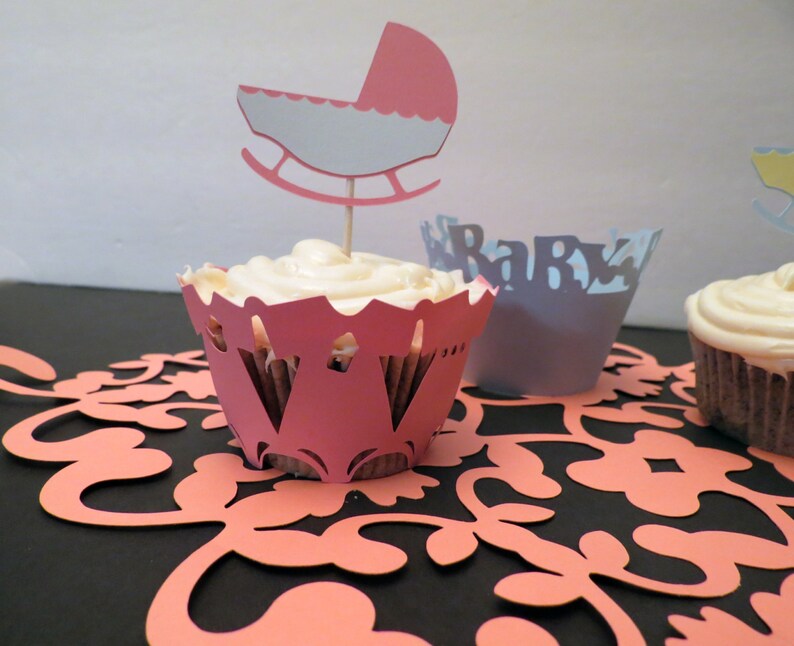 Baby Cupcake Wrappers and Baby Cupcake Toppers Boy or Girl 12 | Etsy