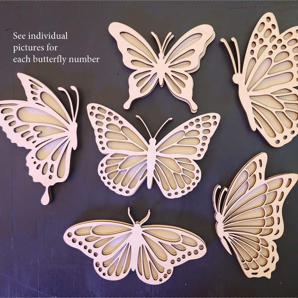 Mariposas, sin acabado, listas para pintar/decorar, piezas de madera en blanco, decoración de mariposas, piezas en blanco, bricolaje