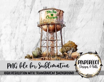 Country Water Tower PNG: Billy Bob Loves Charlene, Sublimation Design (Digital Download)