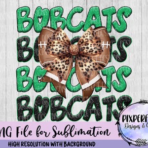 Bobcats Football Bow PNG: Glitter Sublimation Design (Digital Download)