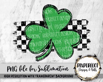Distressed Shamrock PNG: Grün kariert Sublimation (Digitaler Download)