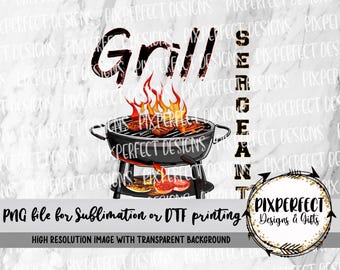 Grill Sergeant PNG: BBQ Design für Papa - Sublimation / DTF Druck (digitaler Download)