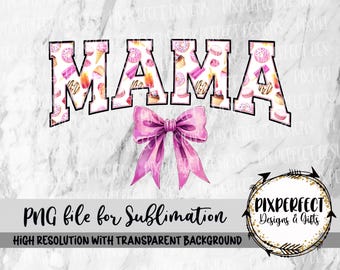 Mama Sweets Bow Sublimation PNG: Kokette Pastelle Druck (Digitaler Download)