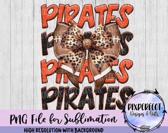 Piraten Fußball Schleife PNG: Glitzer Sublimationsdesign (Digitaler Download)