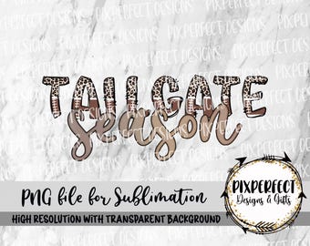Tailgate Season Leopard Football Sublimation/DTF Design, PNG (Instant Digital Download)