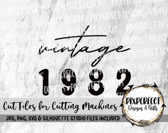 Vintage 1982, 1980er, 80er, Vintage, Aufkleber, T-Shirts, Schneidemaschinen, SVG, PNG, JPG, Cricut, Silhouette