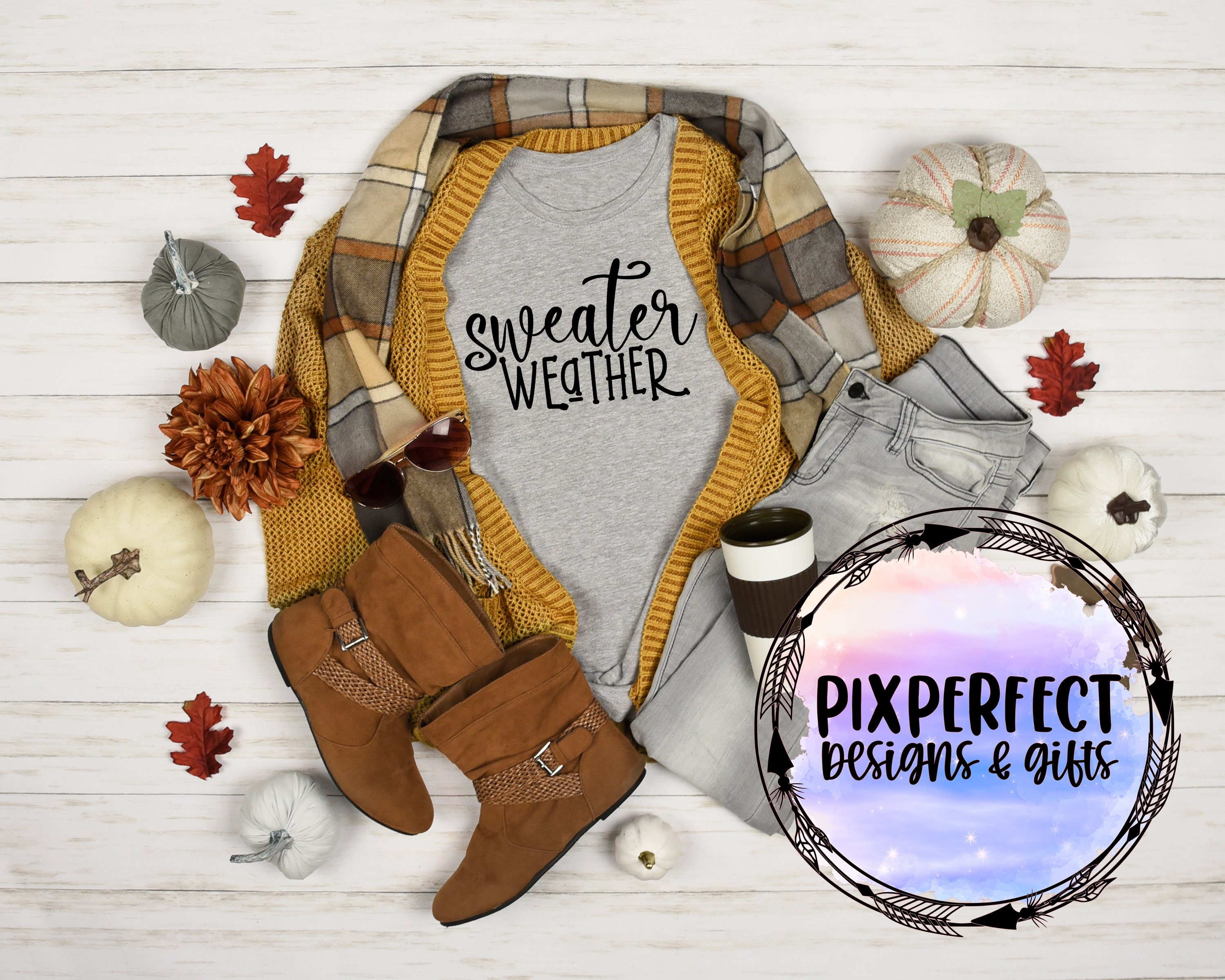 Sweater Weather Fall Cut File for Decal T-shirts Cutting Machines SVG ...