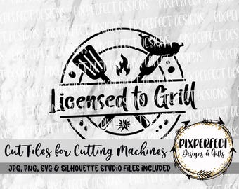 Lizensiert zum Grillen SVG: Grillschürze & Shirt-Design (Digitale Dateien)