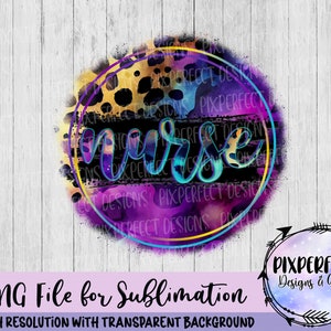 Nurse Galaxy Leopard Print Sublimation PNG, Digital Download, Tshirt Design, Bright Colors, Neon, Leopard, Neon Leopard Instant Download