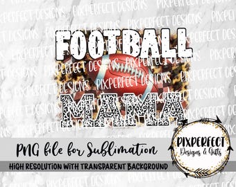 Leopard Football Mama Sublimation/DTF Design, PNG (Instant Digital Download)