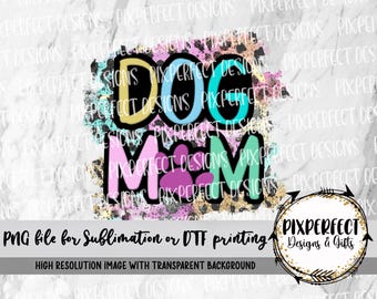 Hund Mama Leopardenmuster PNG: Pastell Pfotenabdruck Sublimation/DTF Druckdesign (Digitaler Download)