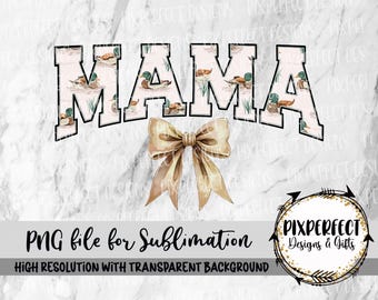 Mama Mallard Duck Bow Sublimation Design (PNG)