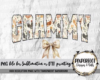 Grammy Chicken Bow Sublimation PNG: Coquette Design (Instant Download)