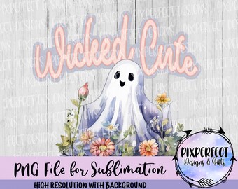 Floral Ghost PNG, Spooky Pastel Halloween Design (Digital Download)
