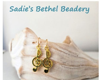 Treble clef earrings -- French hook