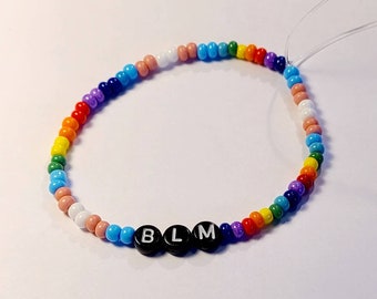 BLM Bracelet with Rainbow and Trans Beads