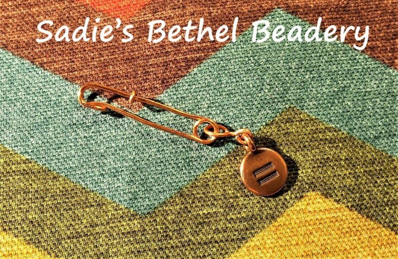 Safe Person Pin brooch in copper with equality charm