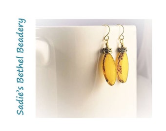 Dark Yellow Ellipse Earrings