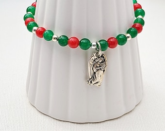 Pulsera navideña con dije de ángel