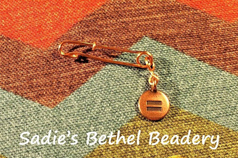 Safe Person Pin brooch in copper with equality charm