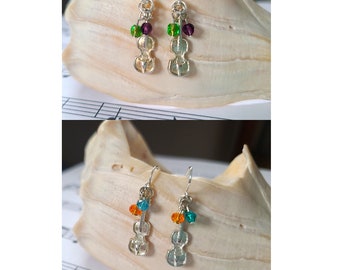 violin earrings with crystal drops