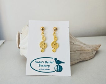 Treble Clef earrings -- post and stud