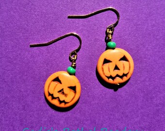 Halloween jack o' lantern earrings