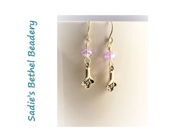 Lilac Crystal Earrings with Silver Fleur Charm