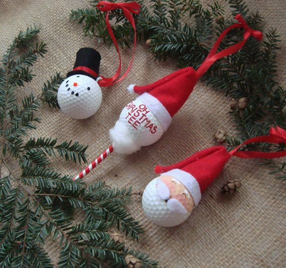 Set of 3 Assorted Golf Ball Ornaments Etsy