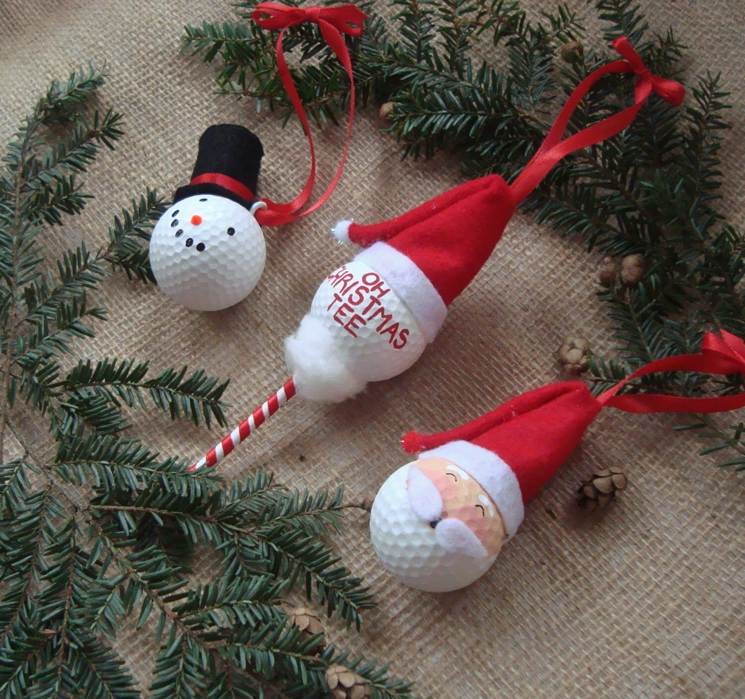 Set of 3 Assorted Golf Ball Ornaments Etsy