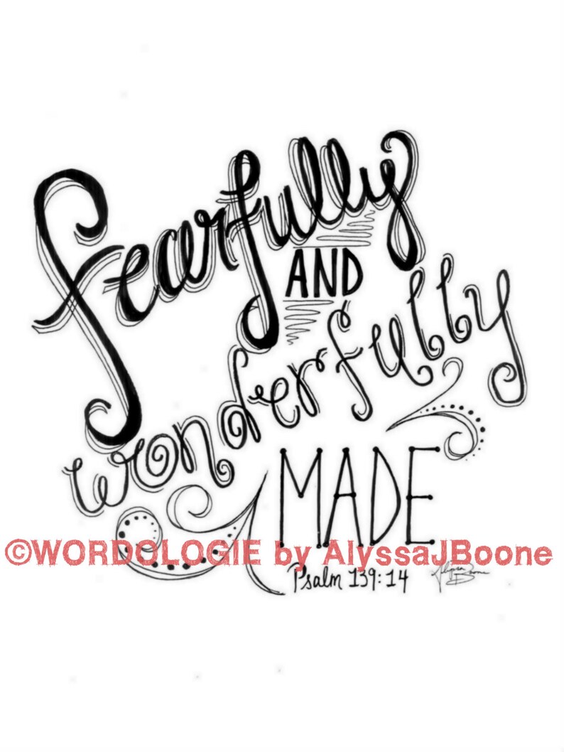 Fearfully and Wonderfully Made PDF/JPG Digital Printable | Etsy
