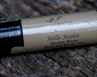 Merlot Wine Scented Roll-on Fragrance, Body Oil, Cologne, Perfume, Unisex, Hello Merlot