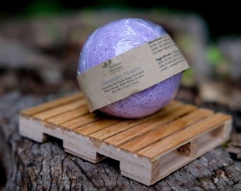 Large Lavender Bath Bomb With Shea Butter, Spa, Relaxation, Clary Sage, Essential Oils, Tranquility Meadow