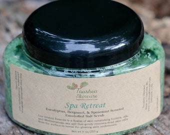 Spa Retreat Mediterranean Sea Salt Exfoliating Body Scrub, Handmade With Shea Butter, Cocoa Butter, And Essential Oils