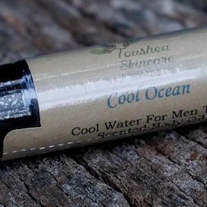 Cool Ocean Scented Roll-on Fragrance, Body Oil, Cologne, Perfume, Masculine, Oakmoss, Musk, Sandalwood