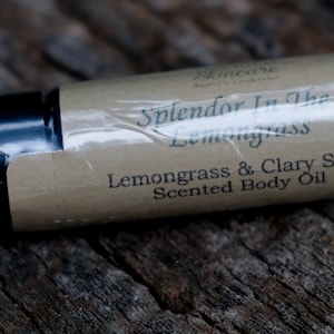 Fragrância roll-on com aroma de capim-limão e sálvia, óleo corporal, colônia, perfume, rolo de óleo essencial, aromaterapia, esplendor no capim-limão