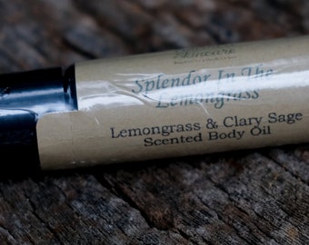 Lemongrass And Sage Scented Roll-on Fragrance, Body Oil, Cologne, Perfume, Essential Oil Roller, Aromatherapy, Splendor In The Lemongrass