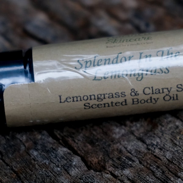 Lemongrass And Sage Scented Roll-on Fragrance, Body Oil, Cologne, Perfume, Essential Oil Roller, Aromatherapy, Splendor In The Lemongrass