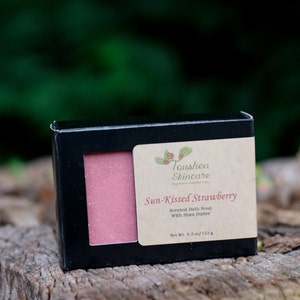 Strawberry Scented Handmade Soap, Shea Butter, Palm Oil Free, Vegan, Bath Soap, Sun-Kissed Strawberry