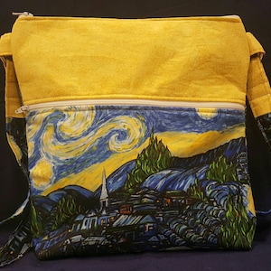 Starry Night/Van Gogh/Crossbody Purse/Purse/Handmade &quot;Starry Night&quot; crossbody purse